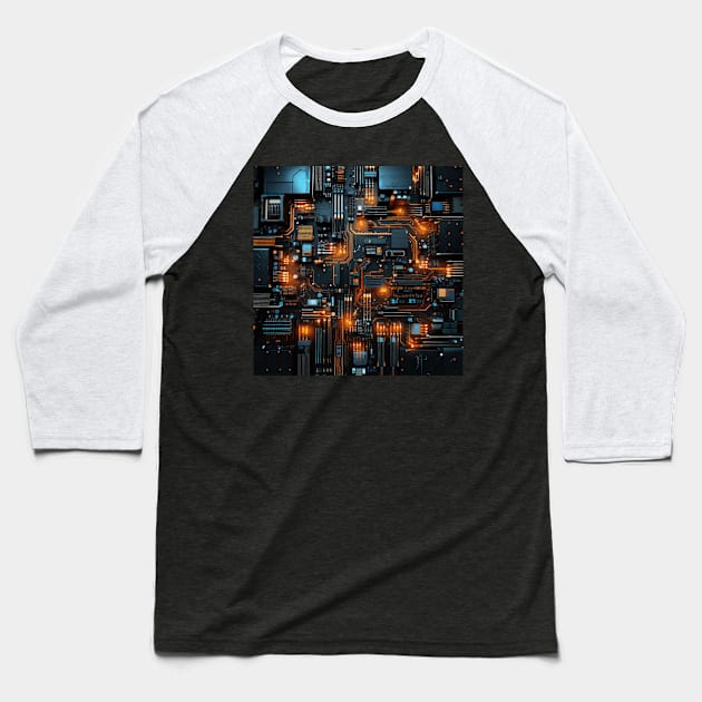 Cyber Circuit Cityscape Baseball T-Shirt by star trek fanart and more